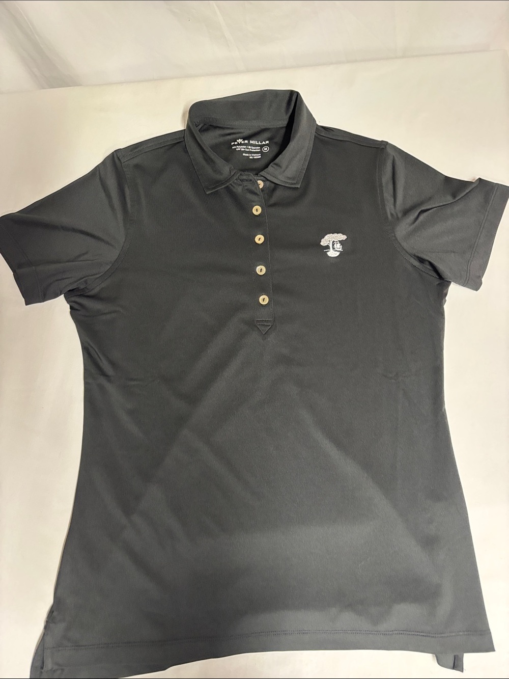Peter Millar Women’s M Landfall Golf Polo Black UPF 50+ Performance Stretch
